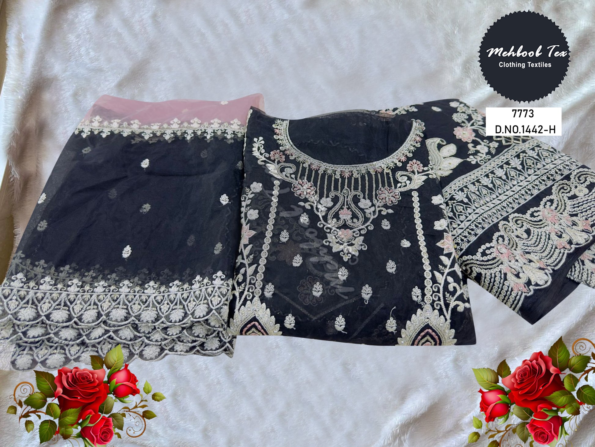 1442H Mehboob Tex Embroidery Work Pakistani Salwar Suits