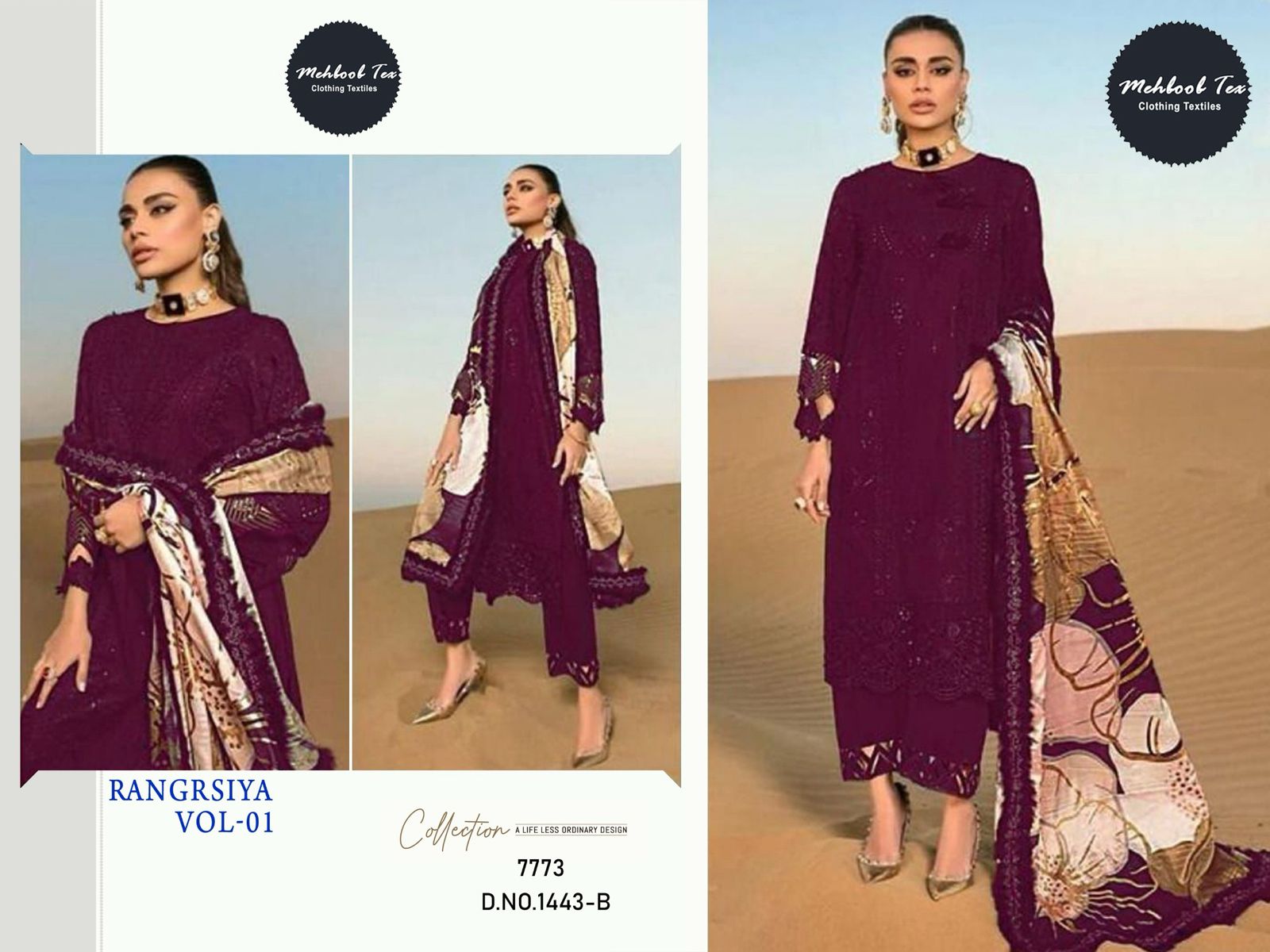 1443B Rangrasiya Vol 1 Mehboob Tex Moti Work Pakistani Salwar Suits