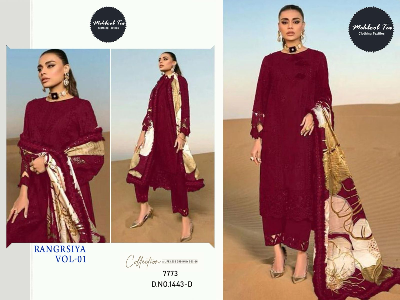 1443D Rangrasiya Vol 1 Mehboob Tex Moti Work Pakistani Salwar Suits