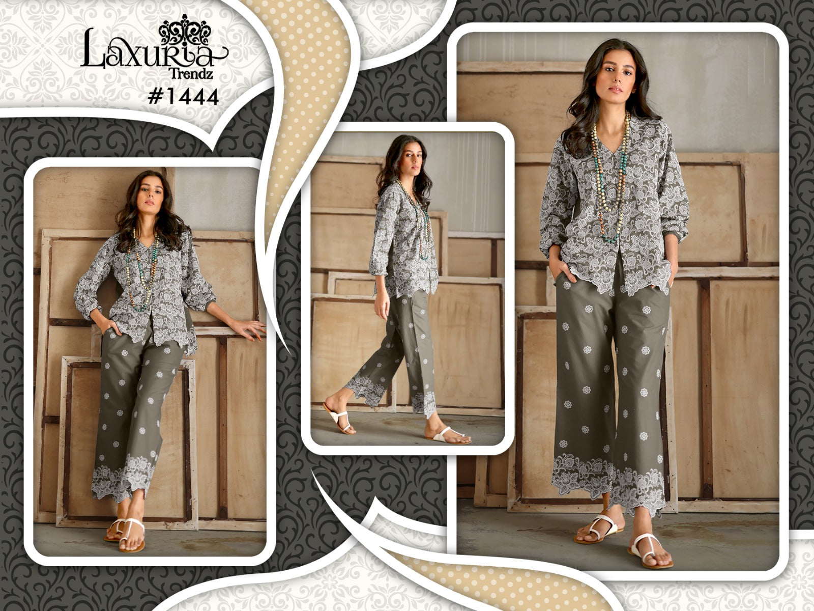 1444 Laxuria Trendz Embroidery Co Ord Set