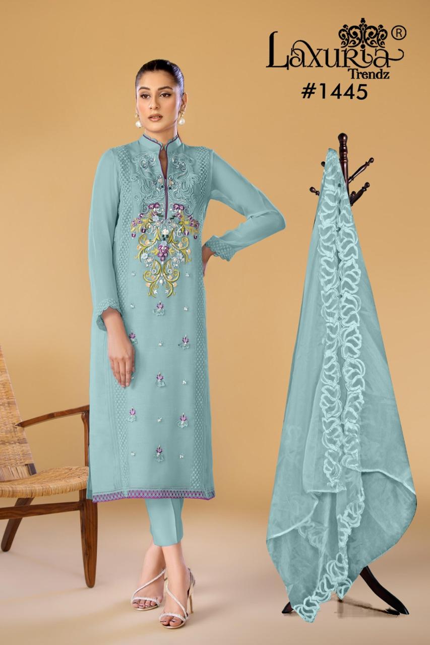 1445 Sky Laxuria Trendz Georgette Pakistani Readymade Suits