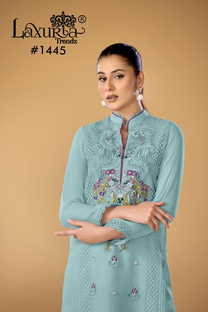 1445 Sky Laxuria Trendz Georgette Pakistani Readymade Suits