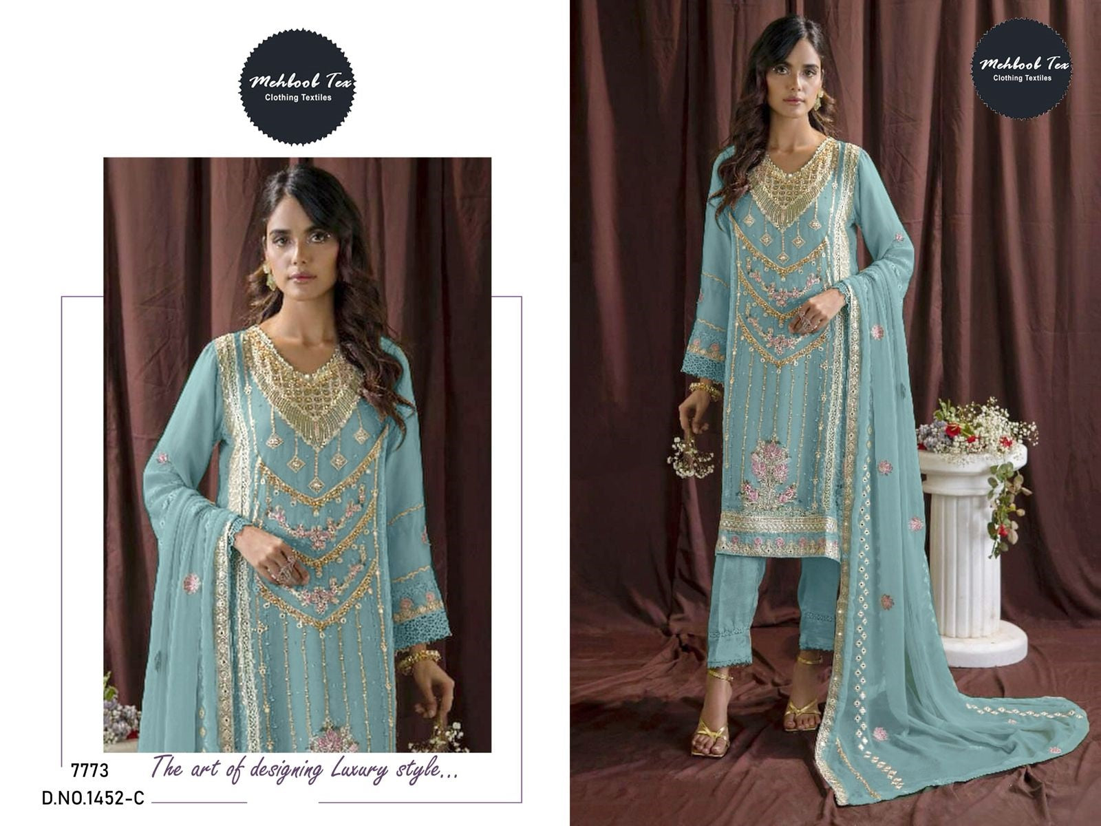 1452-C Mehboob Tex Embroidery Pakistani Salwar Suits