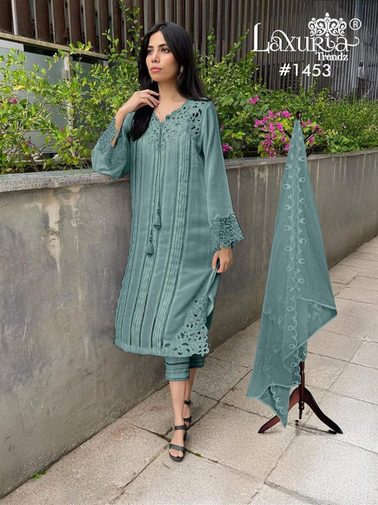 1453 Blue Laxuria Trendz Cut Work Pakistani Readymade Suits