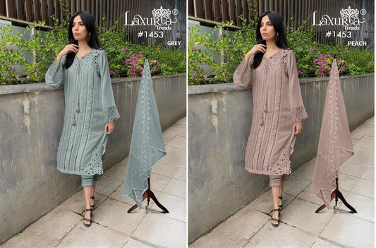 1453 Grey Laxuria Trendz Cut Work Pakistani Readymade Suits