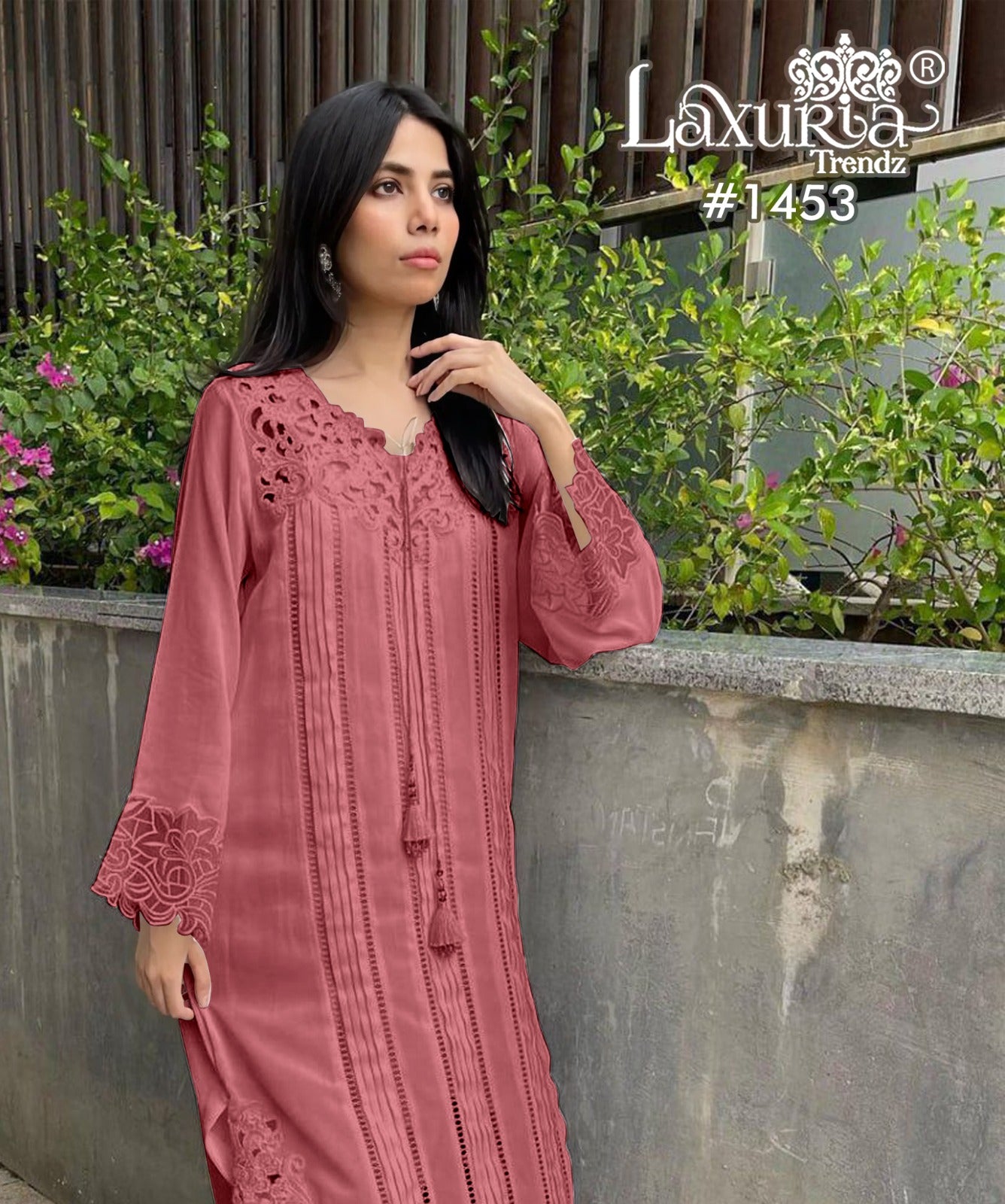 1453 Pink Laxuria Trendz Velour Slub Pakistani Readymade Suits
