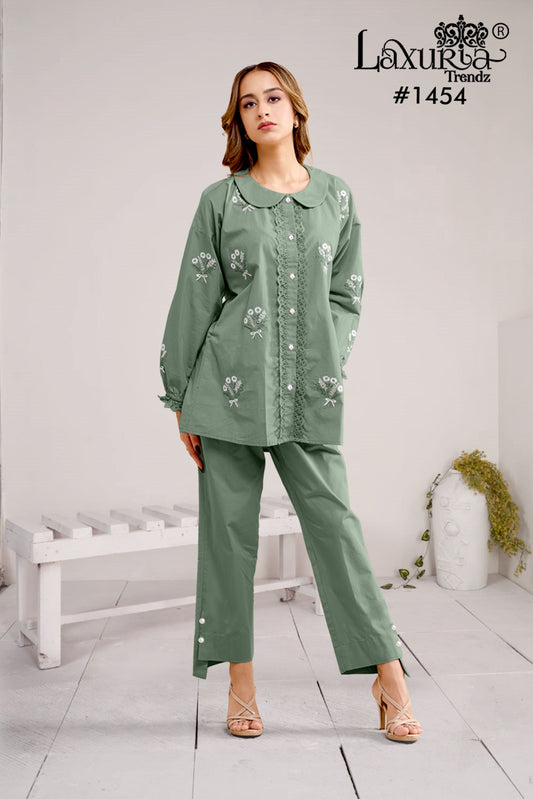 1454 Pista Laxuria Trendz Embroidery Co Ord Set