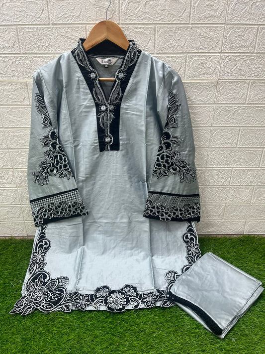 1456 Sky Laxuria Trendz Embroidery Co Ord Set