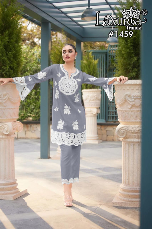 1459 Grey Laxuria Trendz Handloom Co Ord Set