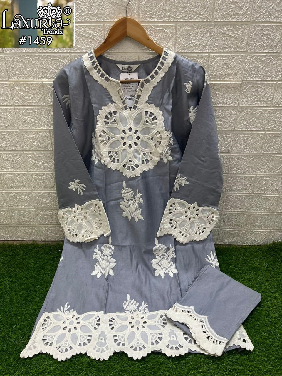 1459 Grey Laxuria Trendz Handloom Co Ord Set