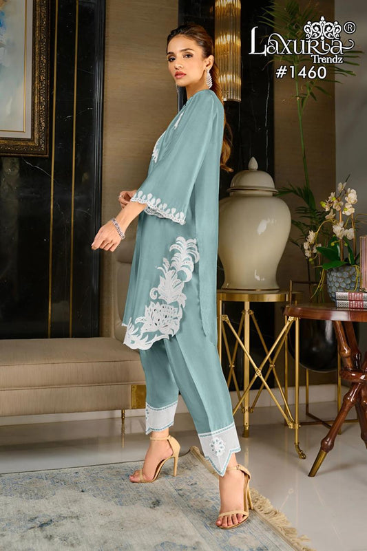 1460 Sky Laxuria Trendz Cutwork Co Ord Set