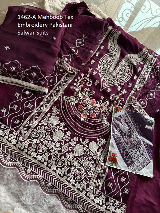 1462-A Mehboob Tex Embroidery Pakistani Salwar Suits