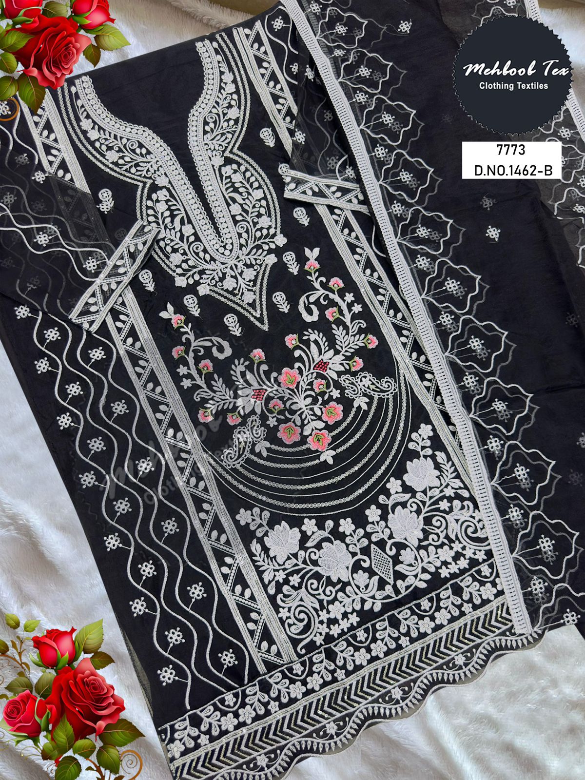 1462-B Mehboob Tex Organza Pakistani Salwar Suits
