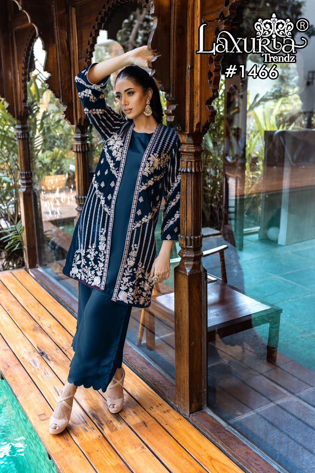 1466 Navy Blue Laxuria Trendz Handwork Co Ord Set