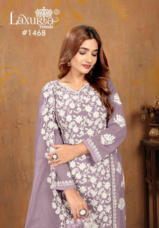 1468 Lavendar Laxuria Trendz Faux Georgette Pakistani Readymade Suits