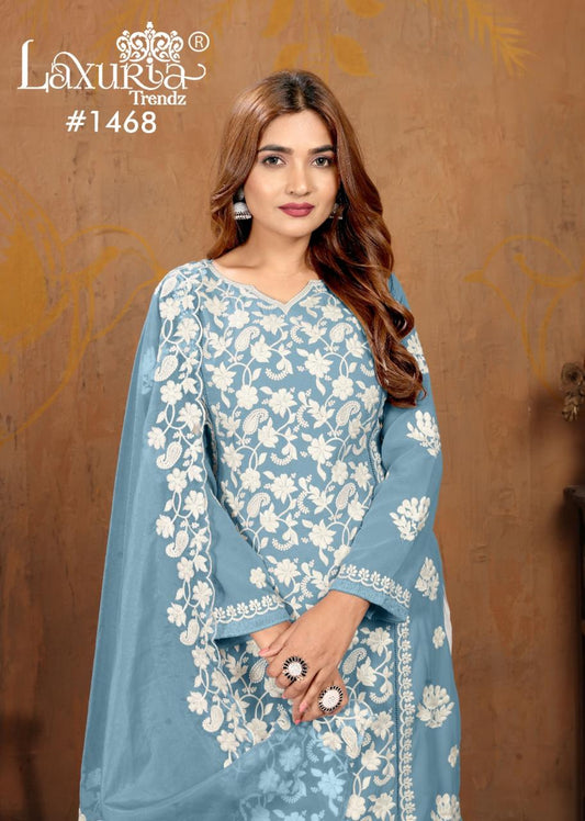 1468 Sky Laxuria Trendz Faux Georgette Pakistani Readymade Suits