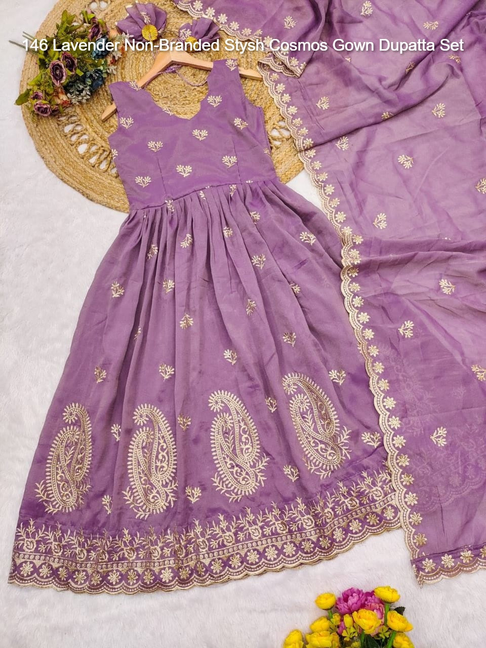 146 Lavender Non-Branded Stysh Cosmos Gown Dupatta Set