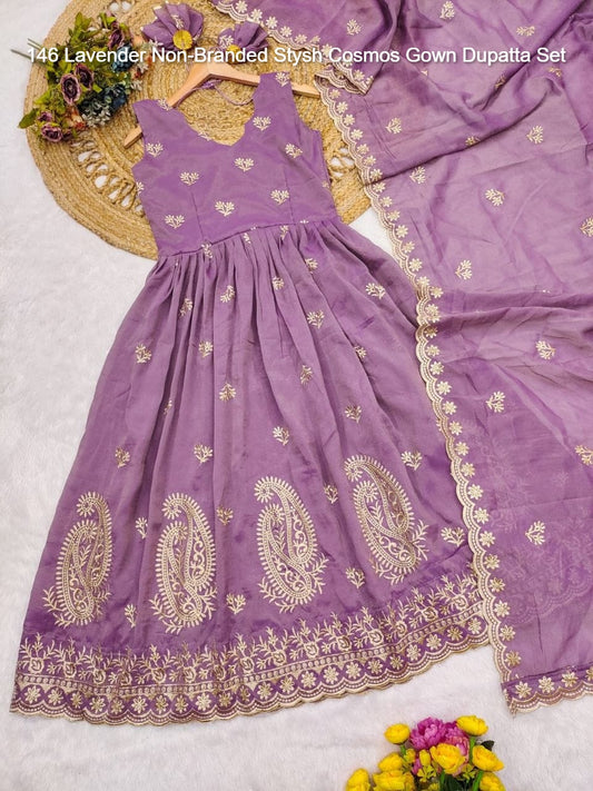 146 Lavender Non-Branded Stysh Cosmos Gown Dupatta Set