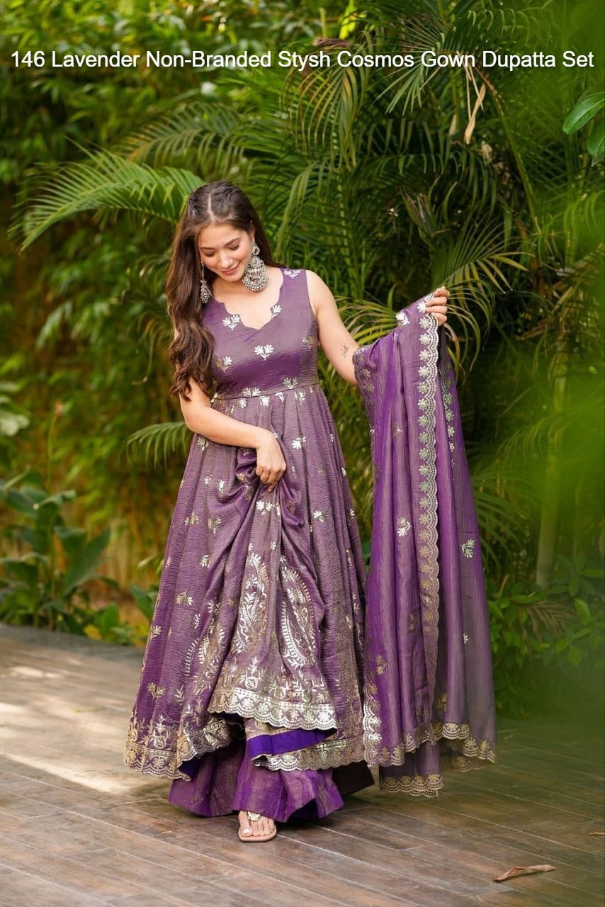 146 Lavender Non-Branded Stysh Cosmos Gown Dupatta Set