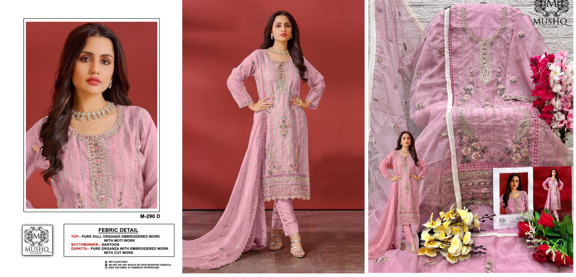 M-290D Mushq Pakistani Salwar Suits