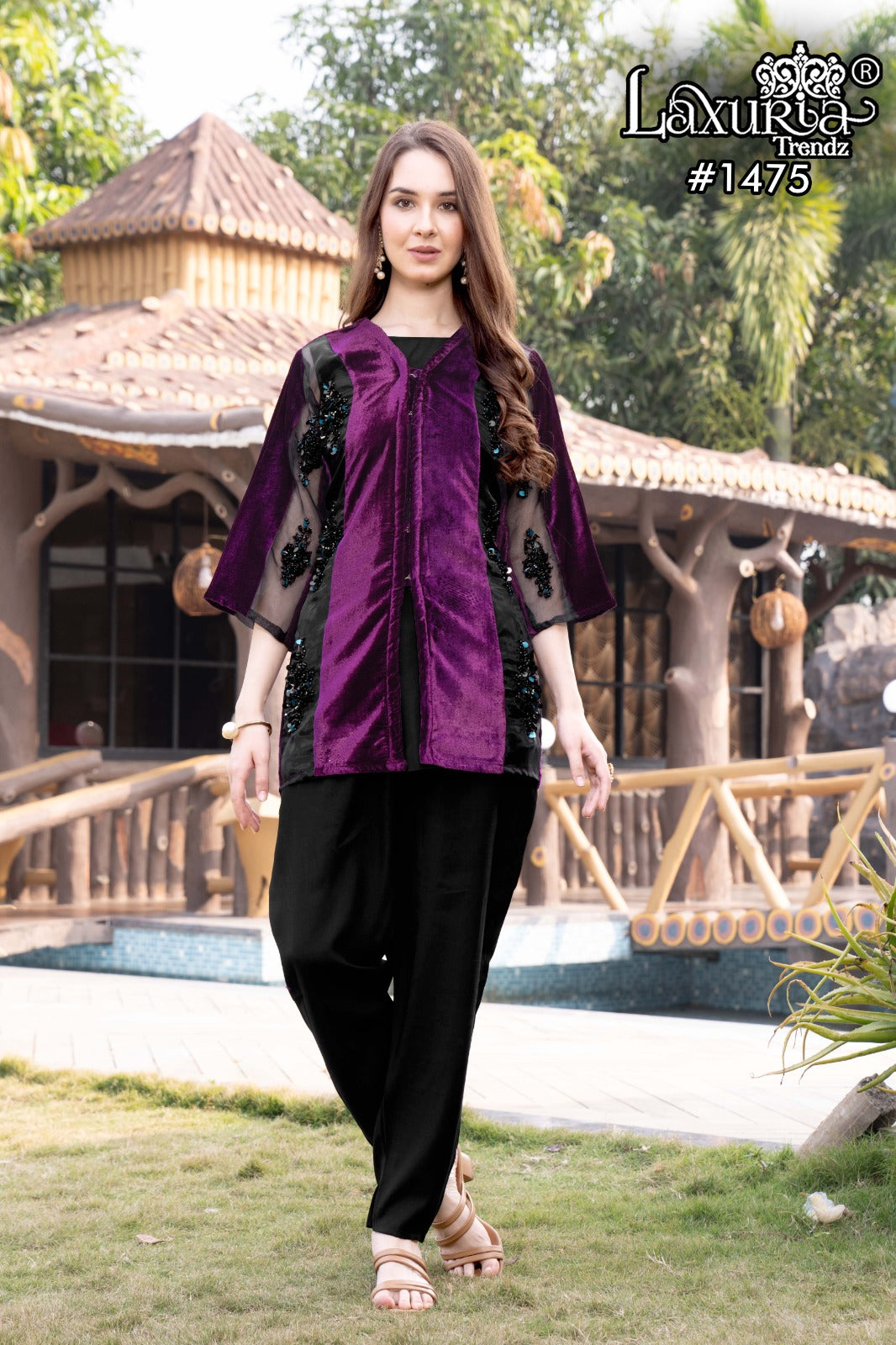 1475 Wine Laxuria Trendz Handwork Top Bottom Set