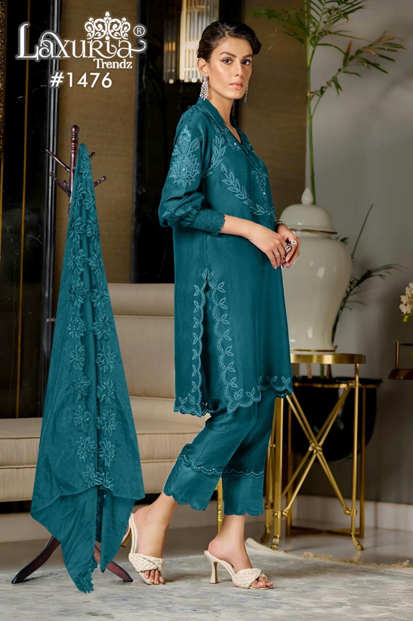1476 Blue Laxuria Trendz Cutwork Pakistani Readymade Suits