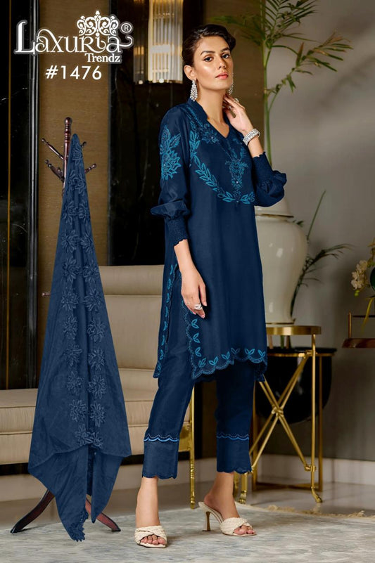 1476 Navy Blue Laxuria Trendz Cutwork Pakistani Readymade Suits