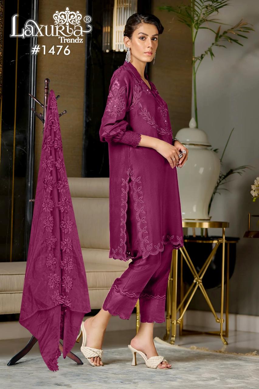 1476 Wine Laxuria Trendz Cutwork Pakistani Readymade Suits
