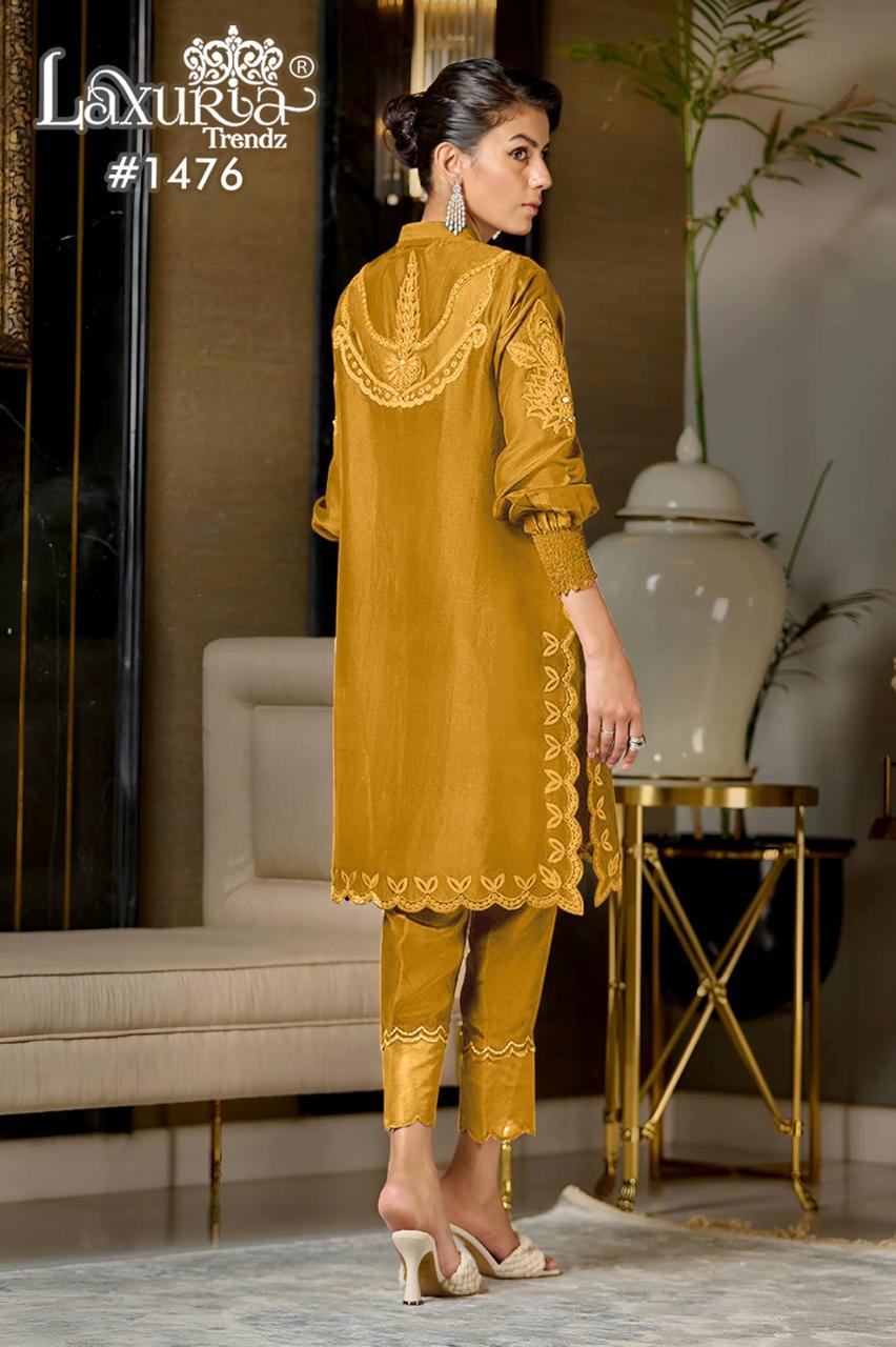 1476 Yellow Laxuria Trendz Cutwork Pakistani Readymade Suits