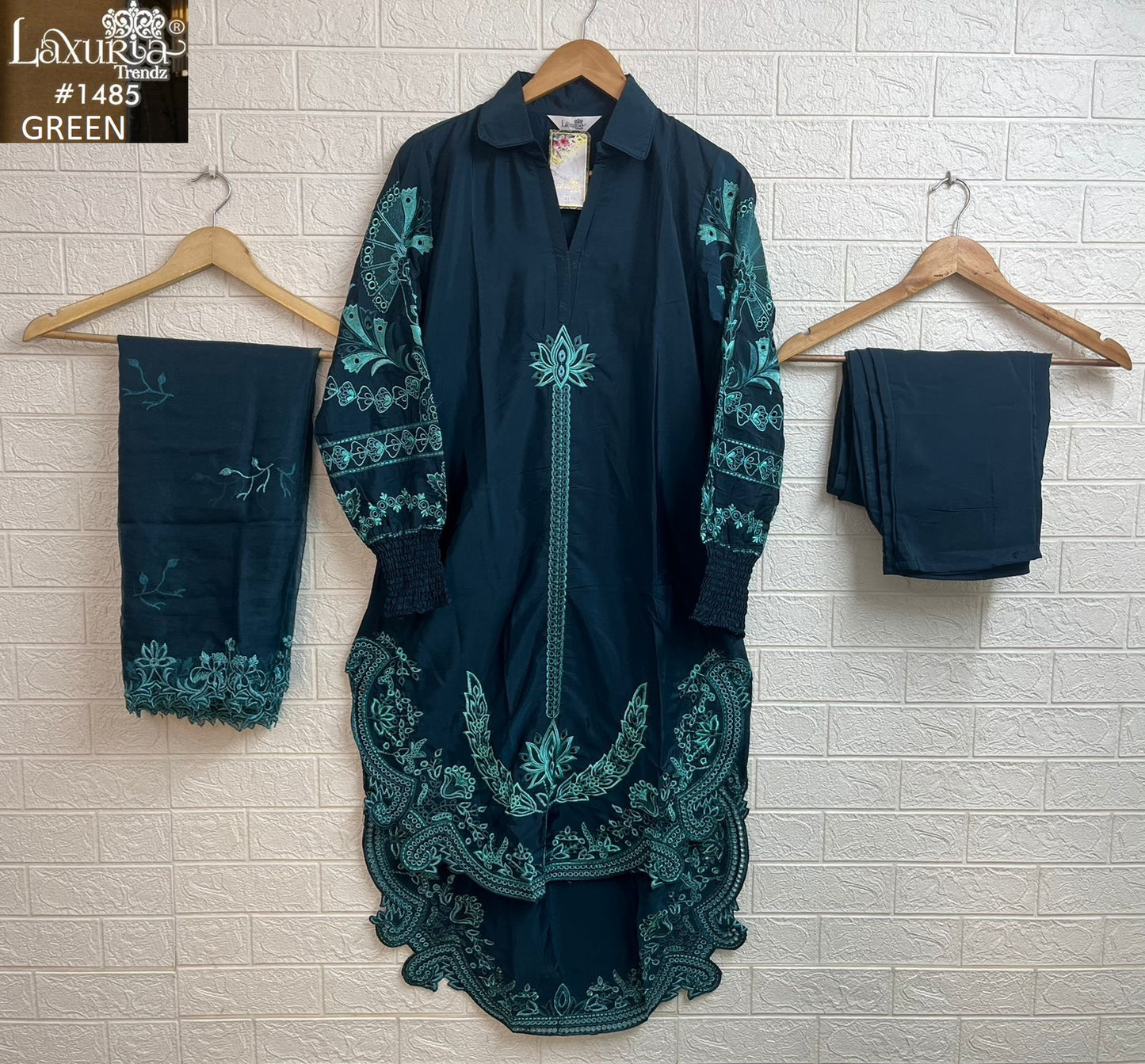 1485 Green Laxuria Trendz Embroidery Pakistani Salwar Suits