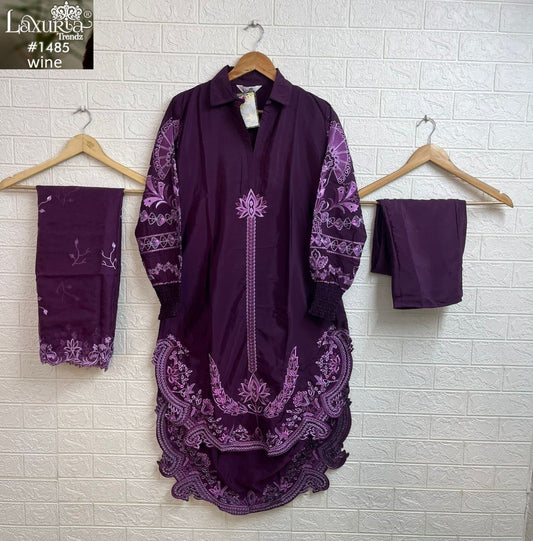 1485 Wine Laxuria Trendz Embroidery Pakistani Salwar Suits