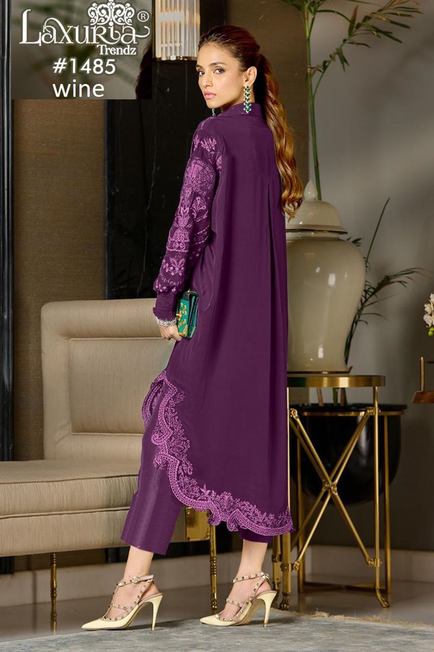 1485 Wine Laxuria Trendz Embroidery Pakistani Salwar Suits