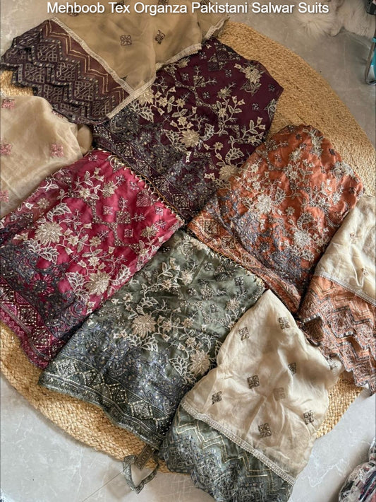 1486A Mehboob Tex Organza Pakistani Salwar Suits