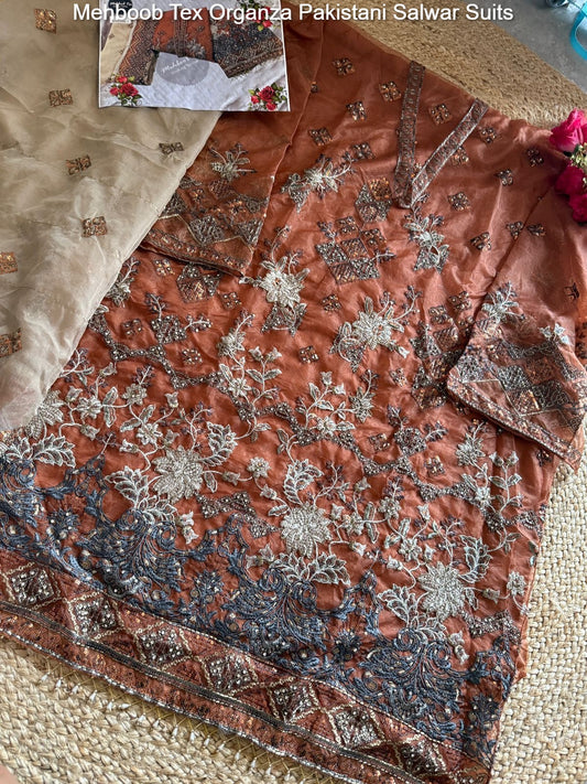 1486C Mehboob Tex Organza Pakistani Salwar Suits