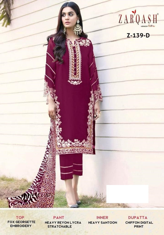 Z-139-D Zarqash Pakistani Readymade Suits