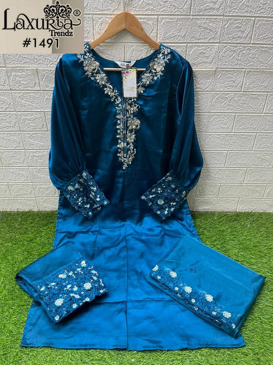 1491 Navy Blue Laxuria Trendz Embroidery Pakistani Readymade Suits