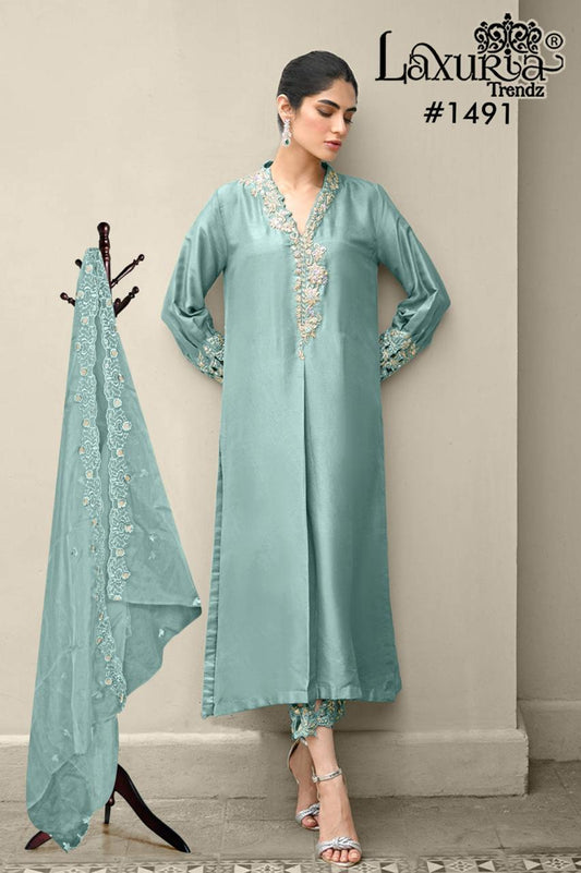 1491 Pista Laxuria Trendz Embroidery Pakistani Readymade Suits