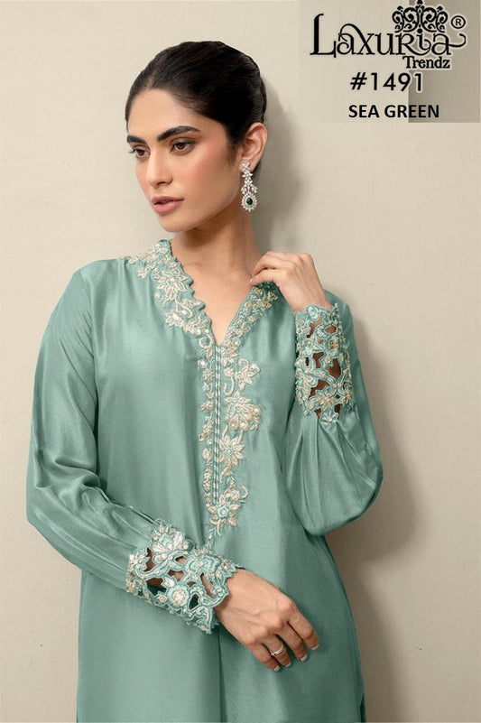 1491 Sea Green Laxuria Trendz Embroidery Pakistani Readymade Suits