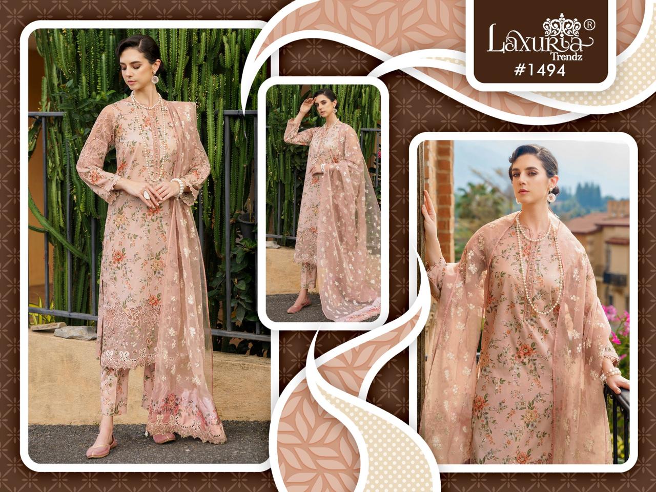 1494 Pink Laxuria Trendz Embroidery Pakistani Readymade Suits