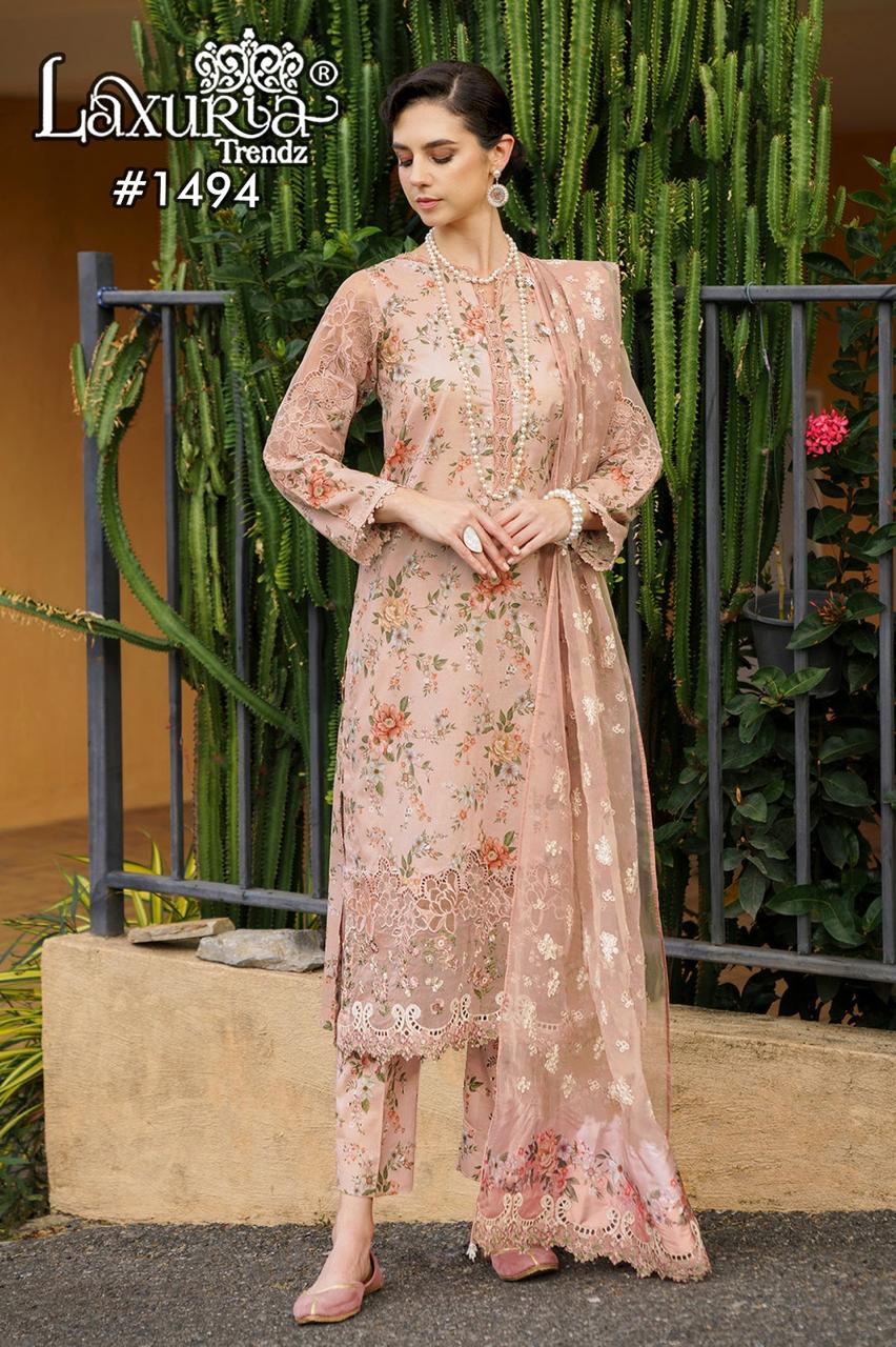 1494 Pink Laxuria Trendz Embroidery Pakistani Readymade Suits