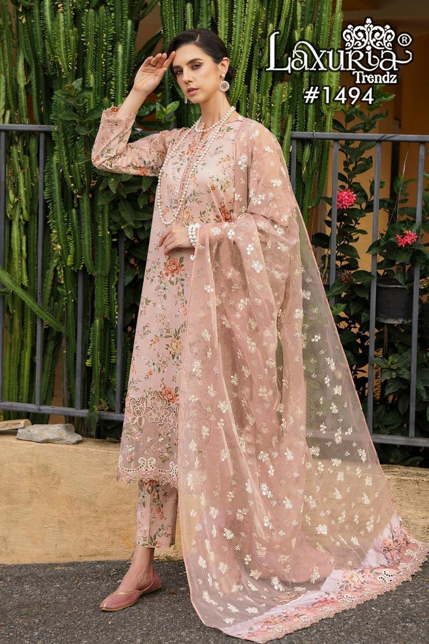 1494 Pink Laxuria Trendz Embroidery Pakistani Readymade Suits