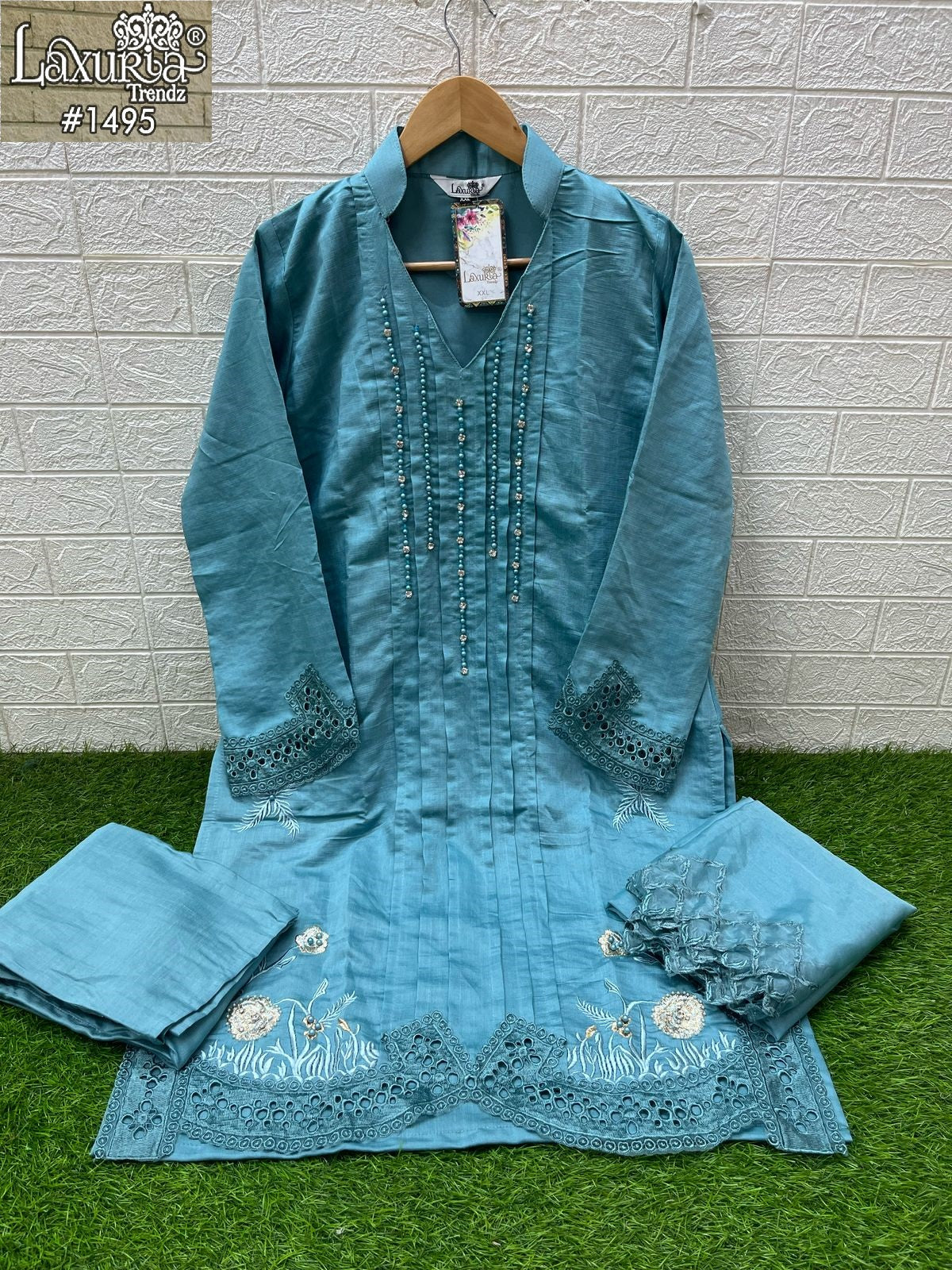 1495 Blue Laxuria Trendz Embroidery Pakistani Readymade Suits