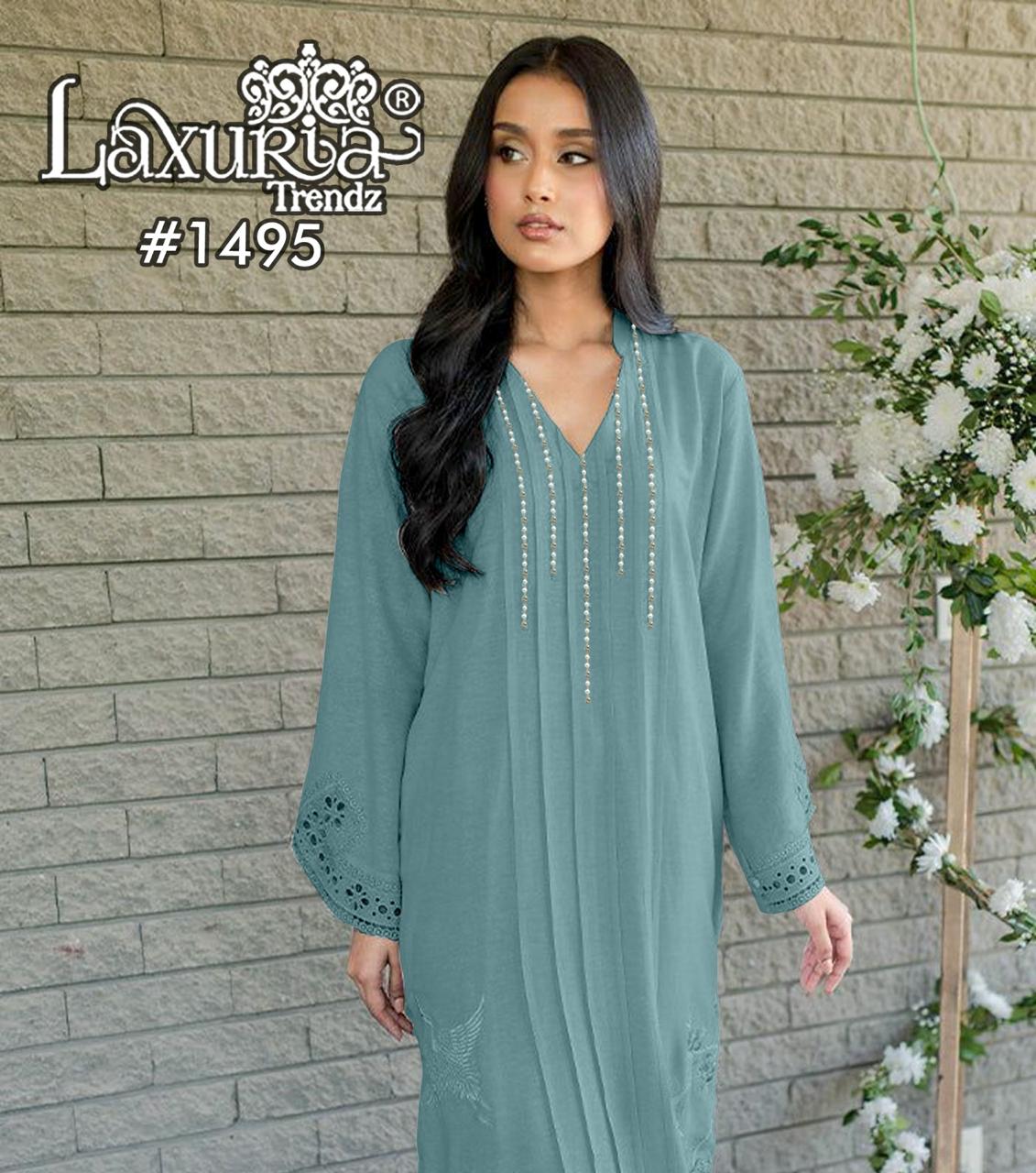 1495 Blue Laxuria Trendz Embroidery Pakistani Readymade Suits