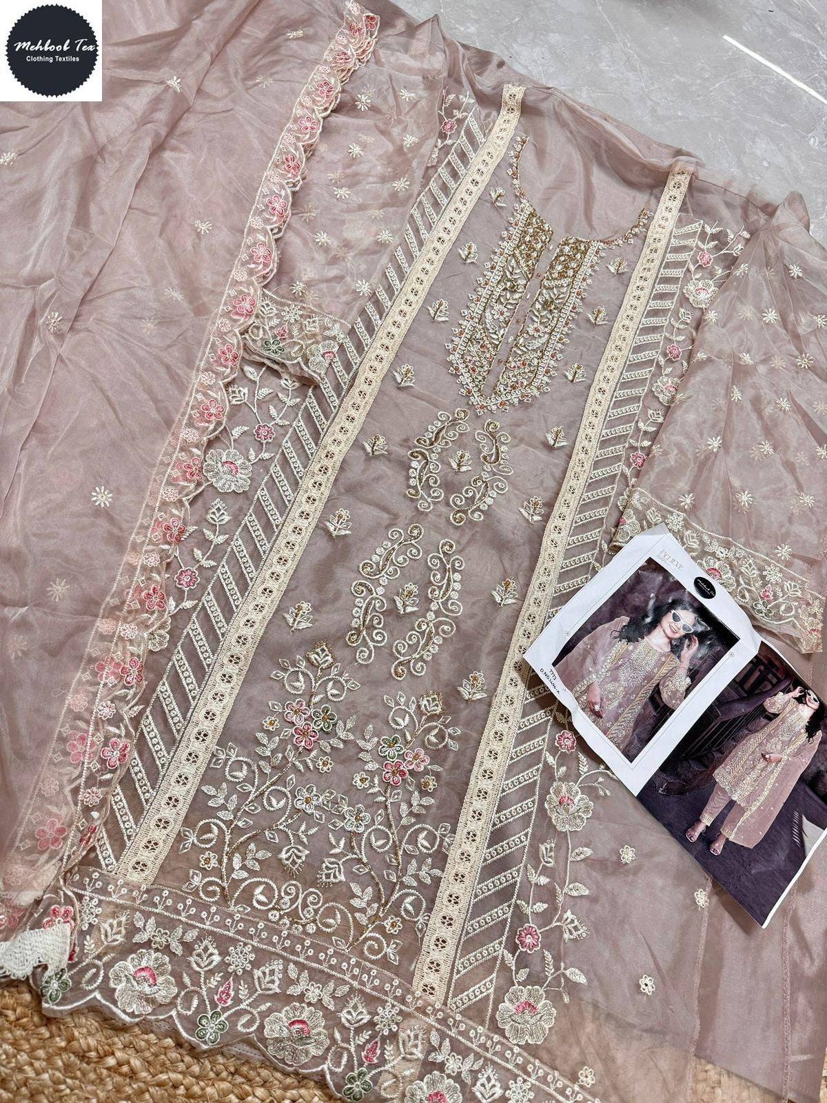 1496-A Mehboob Tex Organza Pakistani Salwar Suits