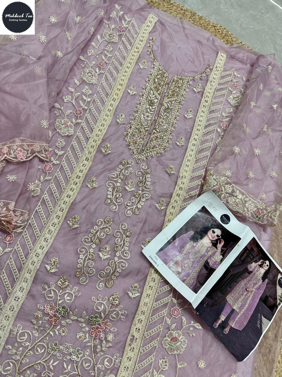 1496-C Mehboob Tex Organza Pakistani Salwar Suits