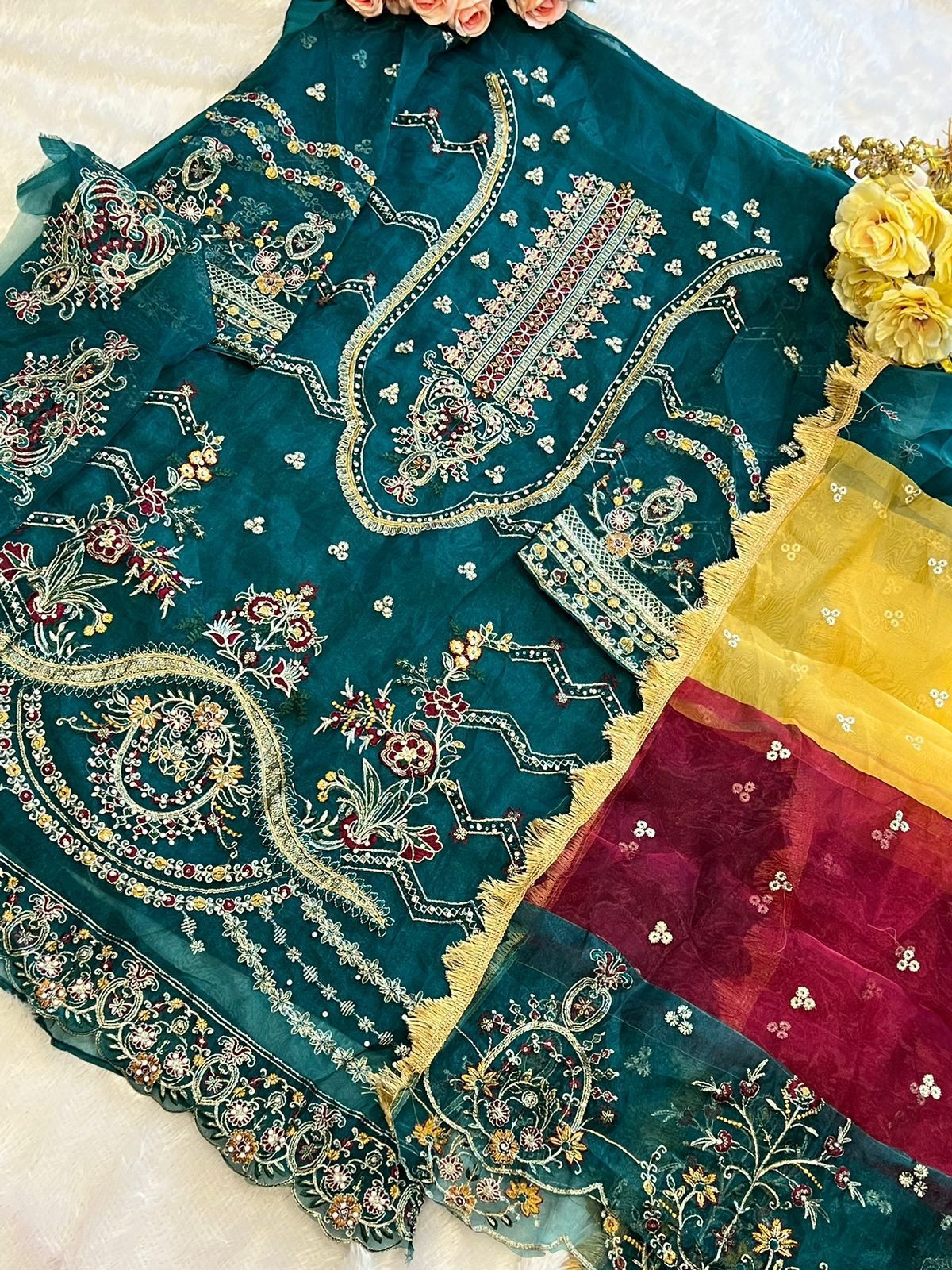 1499-D Mehboob Tex Organza Pakistani Salwar Suits