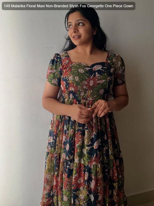 149 Malarika Floral Maxi Non-Branded Stysh Fox Georgette One Piece Gown