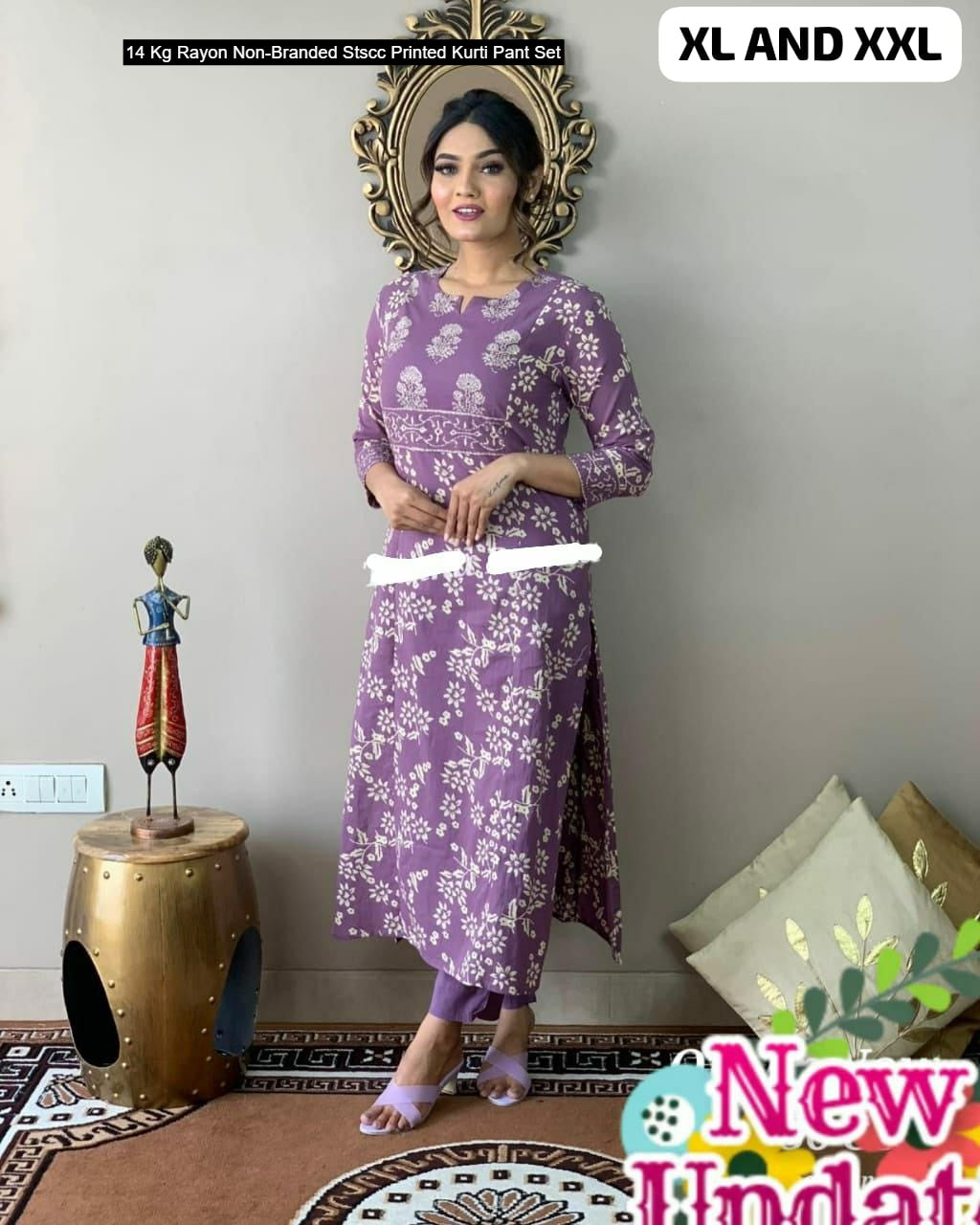 14 Kg Rayon Non-Branded Stscc Printed Kurti Pant Set
