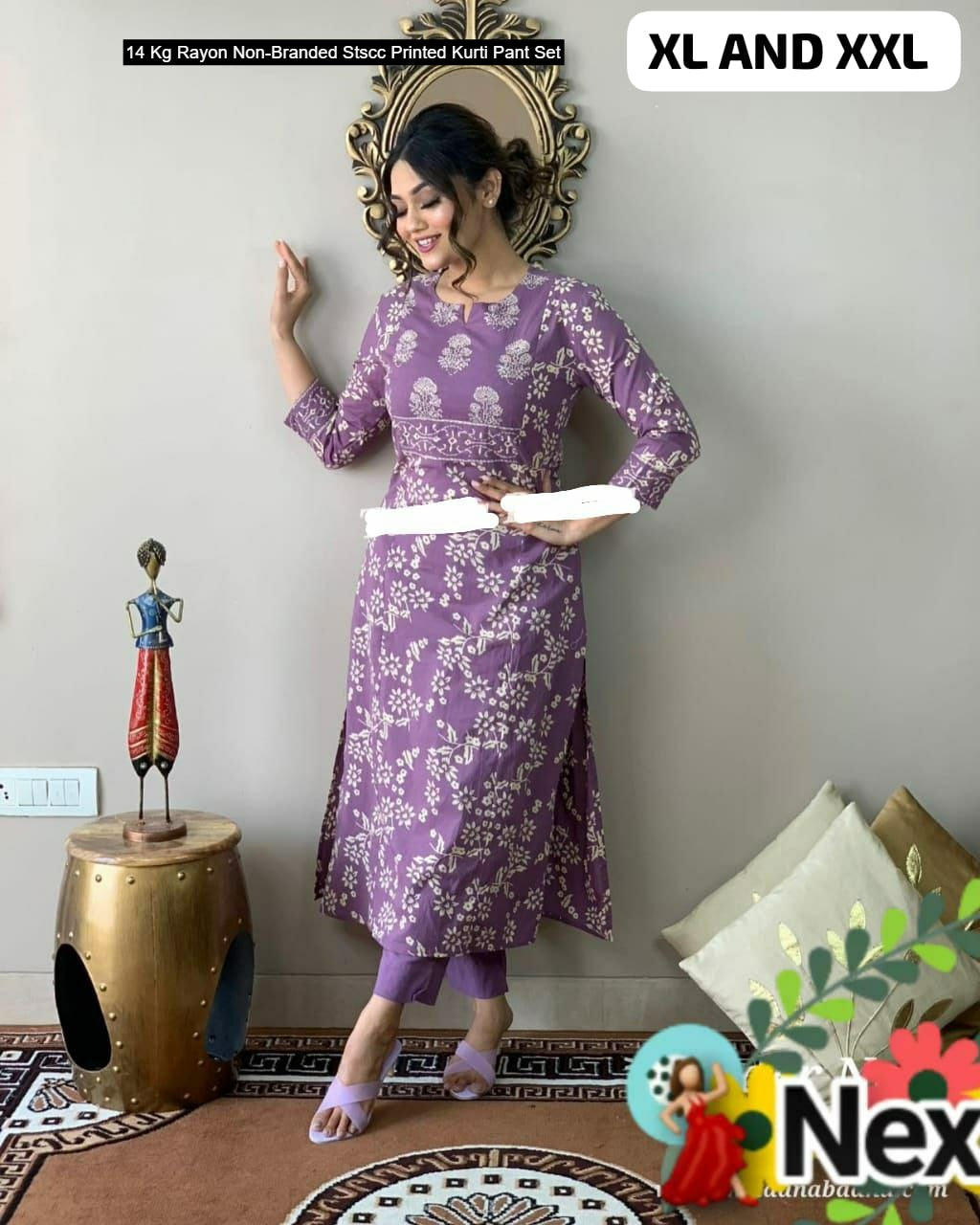 14 Kg Rayon Non-Branded Stscc Printed Kurti Pant Set