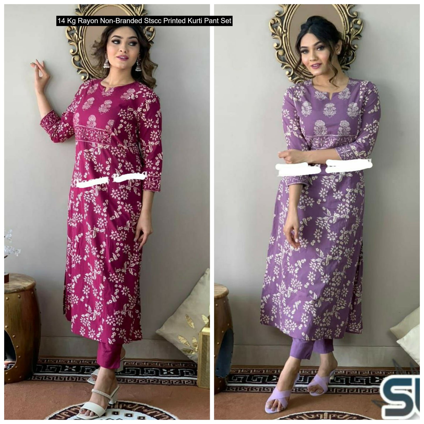14 Kg Rayon Non-Branded Stscc Printed Kurti Pant Set